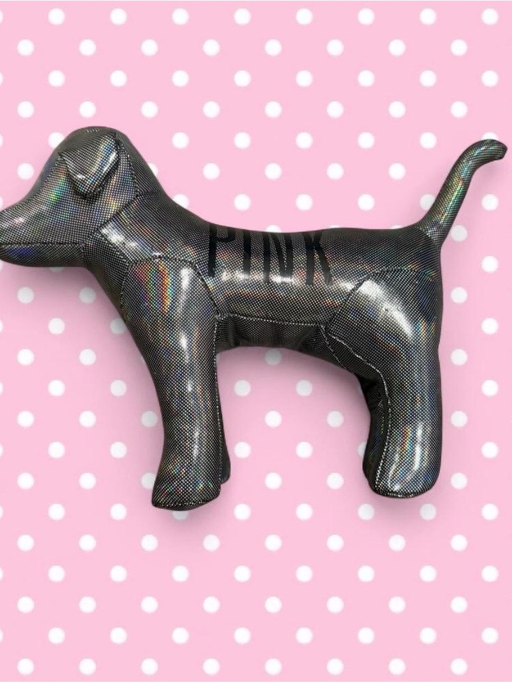 Victoria's Secret Pink Holographic Black Dog Plush